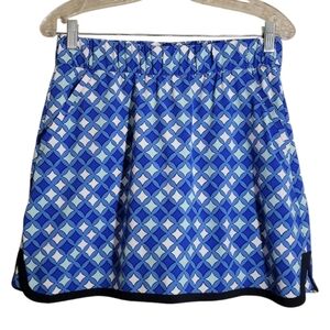 T by Talbots blue white geometric print skort size small